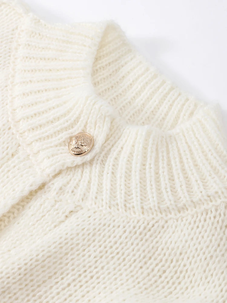 KAIAH | KNIT GOLDEN BUTTON-UP CARDIGAN