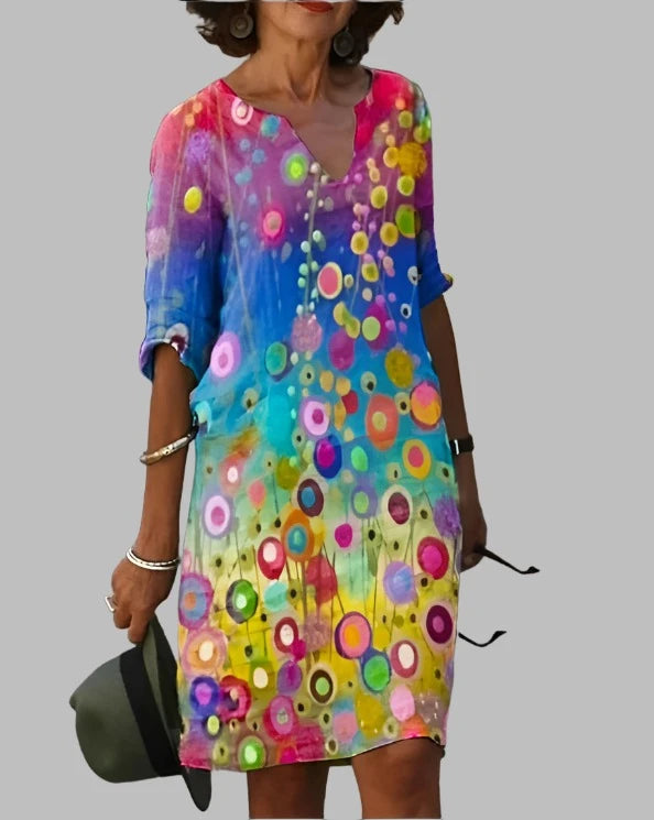 ANNE | BRIGHT COLOURS FLORAL DRESS - Sancityshop