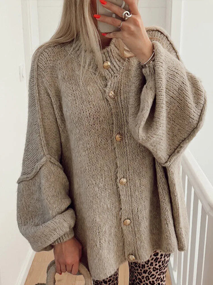 KAIAH | KNIT GOLDEN BUTTON-UP CARDIGAN