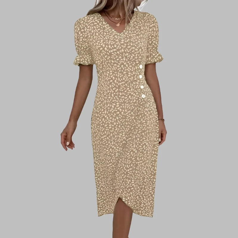 MARIA | FLORAL V-NECK DRESS - Sancityshop